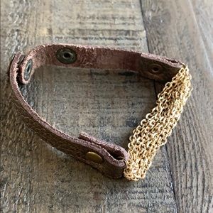 Brown leather chain bracelet💛